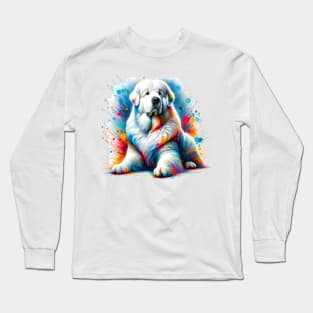 Energetic Slovensky Cuvac in Colorful Splash Art Style Long Sleeve T-Shirt